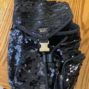 Victoria’s Secret sequin black backpack brand new never used.